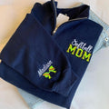 Custom Softball Mom Sweatshirt with Kid Name on sleeve, Personalized Softball Mama Shirt, Game Day Softball Season Zip...