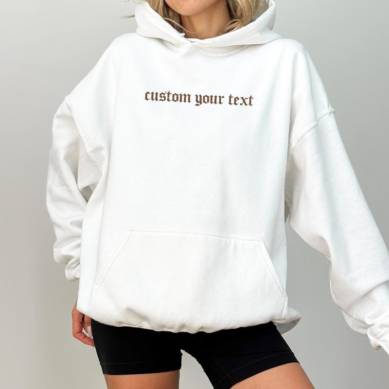 Custom Text Hoodie, Personalized Unisex Hoodies, Your Text Here Tops, Unisex Custom Made Pullover, Customized Gift Ideas...