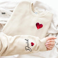 Custom Valentines Day Sweatshirt With Name on Sleeve, Valentine Heart Sweatshirt T-Shirts, Hoodie | PureTeeCo.com