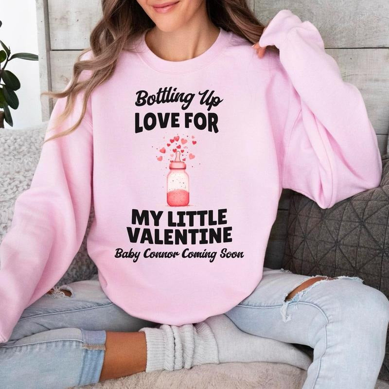 Custom Valentines Pregnancy Announcement Sweatshirt, Valentines Day Maternity, Valentines Pregnancy Reveal Shirt, Custom...