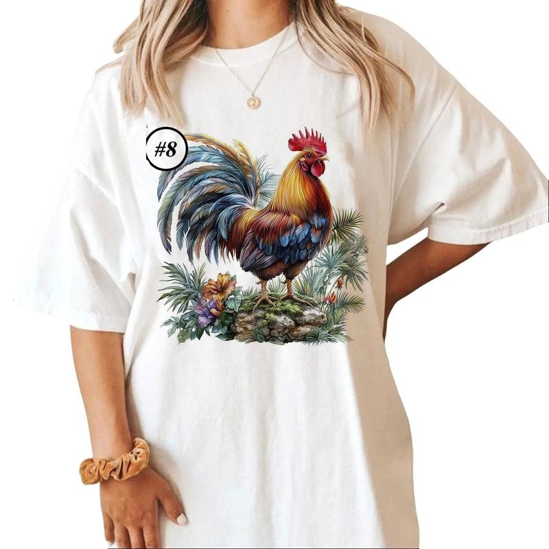 Custom Watercolor Rooster Cute Farm Animal Unisex T-shirt Sweatshirt Hoodie Design all #ui Cotton Womenswear | PureTeeCo.com
