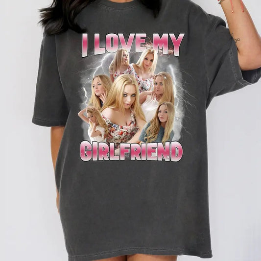 Custom girlfriend valentineshirt, I love my girlfriend Custom collage shirt, Personalized bootleg photo shirt