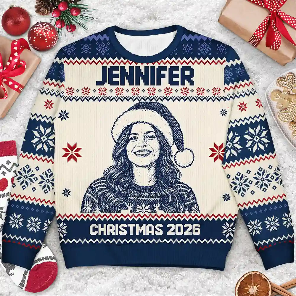 Custom Photo Family Christmas Matching Sweater - Personalized Unisex Ugly Sweater