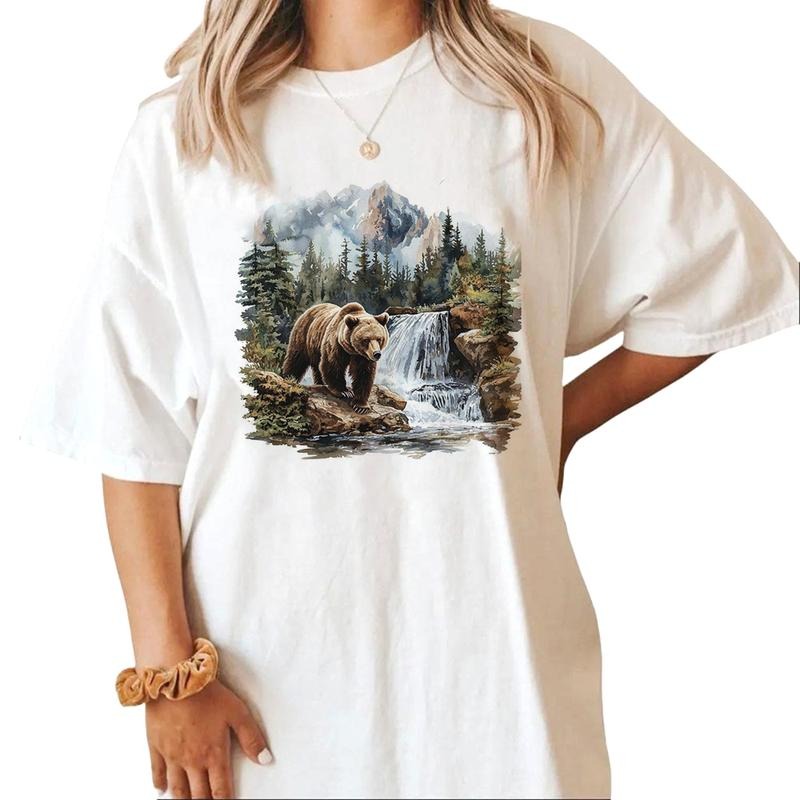 Cute Bear and Forest Retro Style Sweatshirts Hooded Tees  Hunting Season 1 Cotton Top Hoodie | PureTeeCo.com