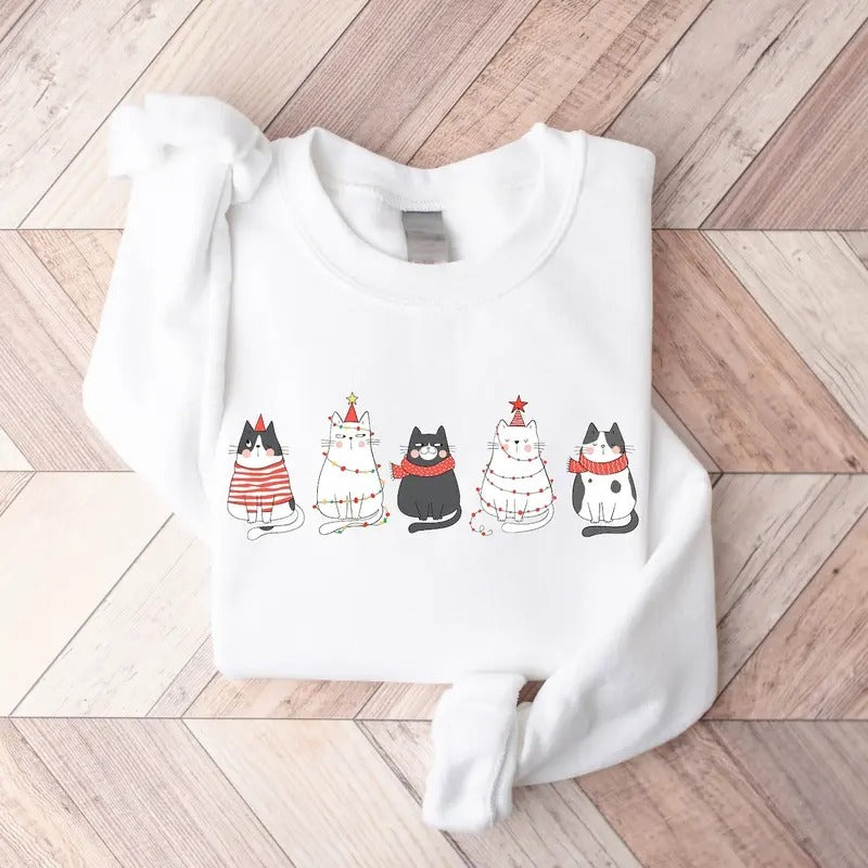 Cute Cat Christmas Sweatshirt, Cat Lover Gift For Christmas, Womens Christmas Sweatshirt, Holiday Sweatshirt, Cat Mommy...