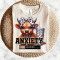 Cute Highland Cow, Anxiety Loading, Leopard Bow Cow, Cow With Ice Coffee, Shirt, Highland Cow t-shirt design, Funny T...