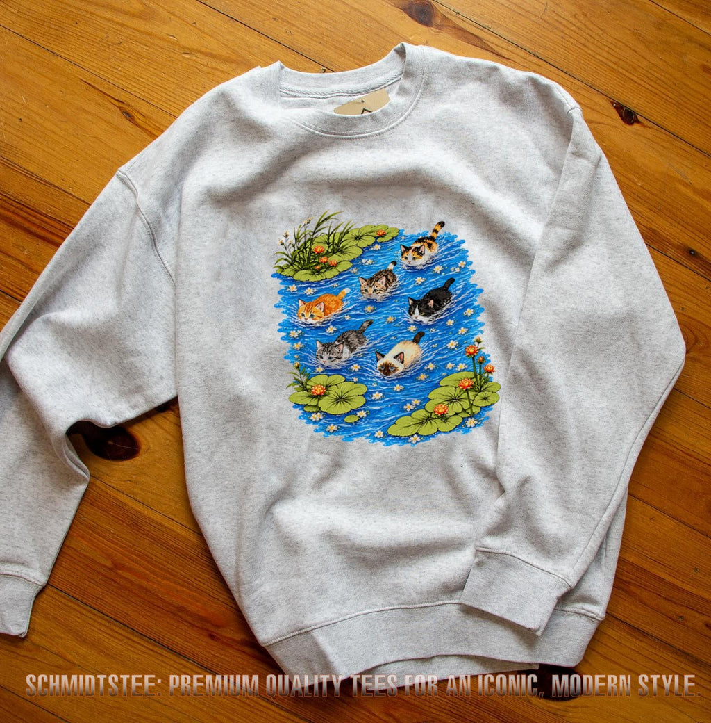 Cute Kittens Swimming in a Pond with Water Lilies shirt