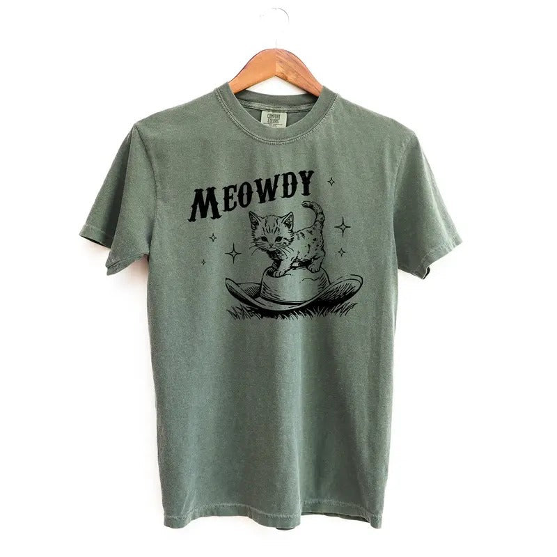 Cute Meowdy Cowboy Shirt, Cute Comfort Colors Shirts Hoodie, Sweatshirt | PureTeeCo.com