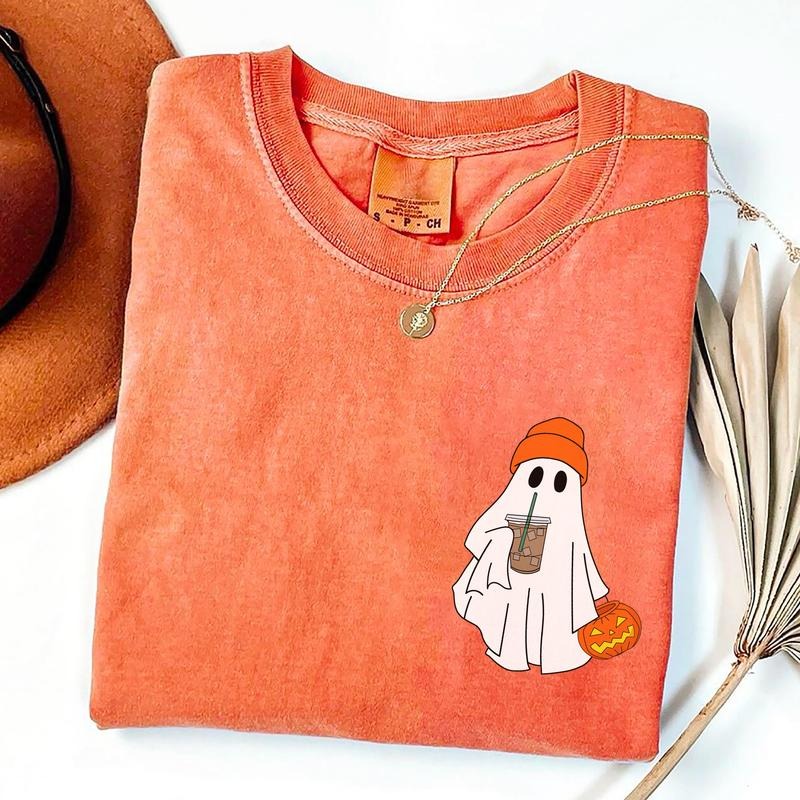 Cute Spooky Coffee Shirt, Coffee Ghost Sweatshirt, Little Ghost Iced Coffee Shirt, Boo Ghost Shirt, Ghost Coffee Shirt,...
