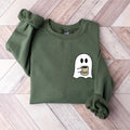 Cute Spooky Coffee Sweatshirt, Ghost Coffee Sweater, Womens Ghost Sweatshirt, Spooky Season, Fall Coffee Lover Shirt,...