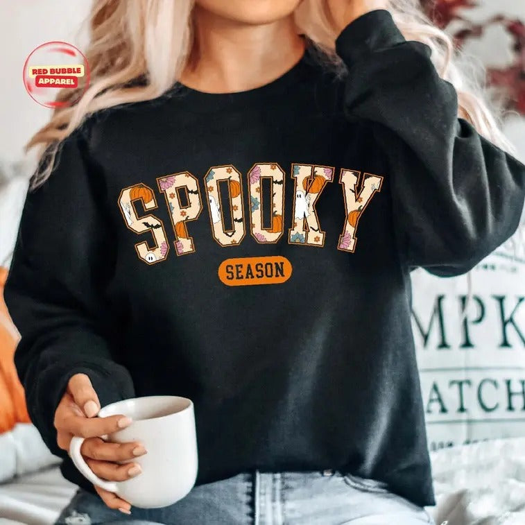 Cute Spooky Season Sweatshirt,Halloween Sweatshirt, Womens Halloween Sweatshirt, Cute Fall Sweater, Gift For Halloween,...