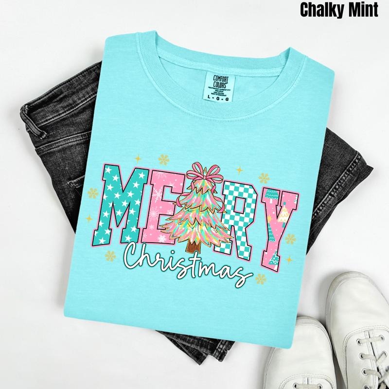 Cute Tree Merry Christmas Comfort Colors T-Shirt 'NLB' Hoodie, Sweatshirt | PureTeeCo.com