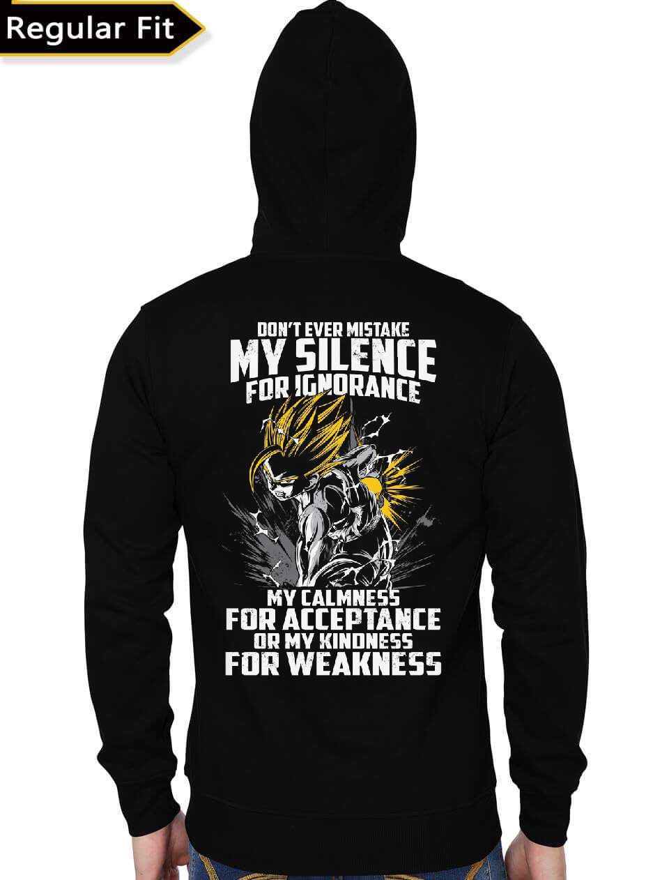 Dont Ever Mistake My Silence For Ignorance DBZ Black Hoodie T-Shirts, Sweatshirt | PureTeeCo.com