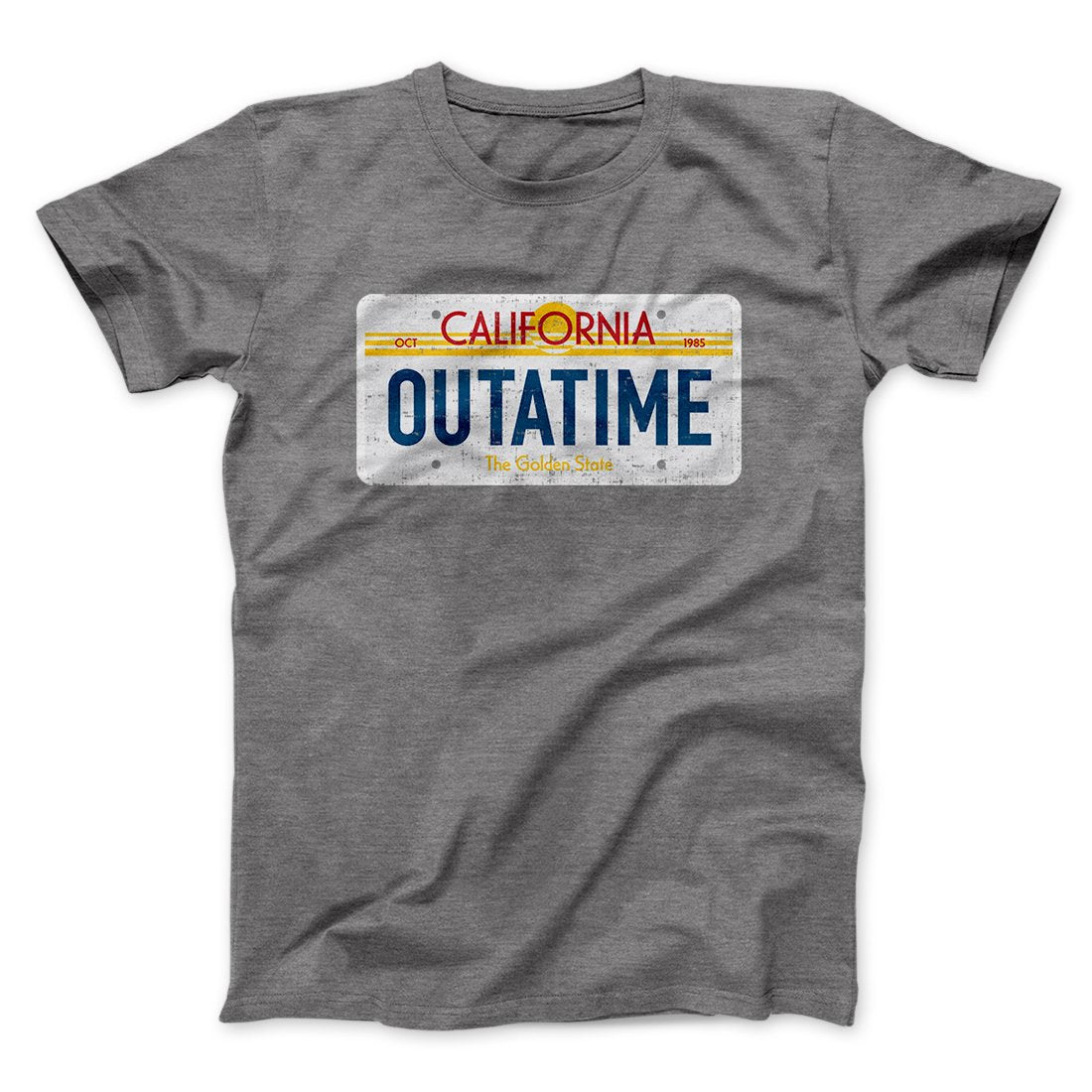 Outatime License Plate Funny Movie Men/Unisex T-Shirt Hoodie, Sweatshirt | PureTeeCo.com (Image 1)