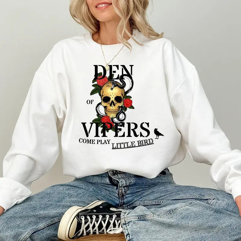 DEN OF VIPERS Crewneck Sweatshirt, T-shirt, Hoodie, Bookish Merch, Books, Dark Romance, Booktok, Gildan 18000, Little...