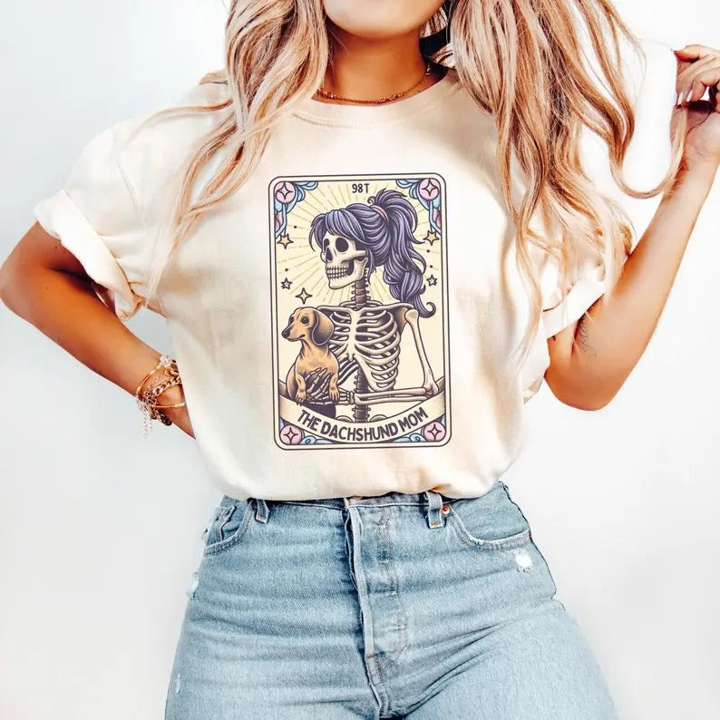 Dachshund Shirt, Dachshund Mom Tarot Card T-shirt, Wiener Dog Halloween Tee, Doxie Mama shirt, Dachshund Dog Shirt for...