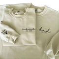 Dad Embroidered Sweatshirt, Custom Mama Sweatshirt With Names, Heart On Sleeve, Daddy Est Year Sweater, Gift For New Dad,...