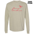 Dainty Script Red Merry Christmas Long Sleeve Comfort Colors T-Shirt 'NLB' Hoodie, Sweatshirt | PureTeeCo.com
