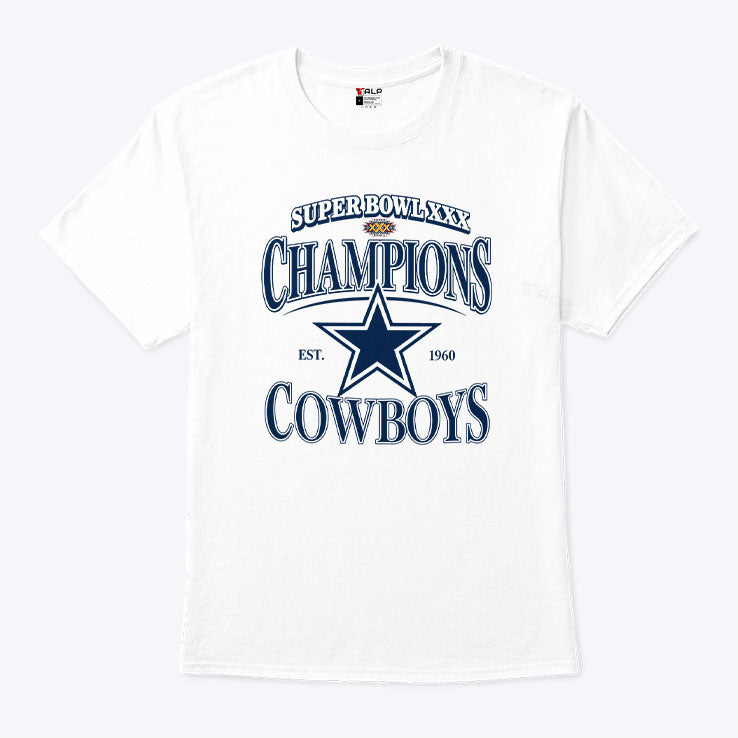 Dak Prescott wearing Dallas Cowboys 1960 Super Bowl XXX Champions T Shirt