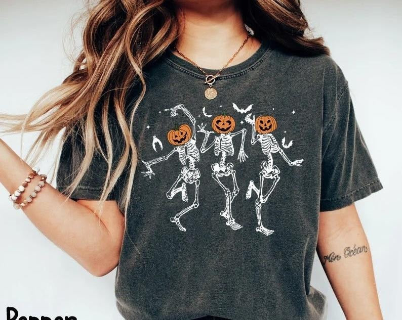 Dancing Skeleton Pumpkin, Retro Halloween Shirt, Spooky Season, Pumpkin Hoodie, Sweatshirt | PureTeeCo.com