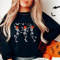 Dancing Skeleton Sweatshirt, Matching Pumpkin Halloween Party Hoodie, Fall Gift Sweatshirt For Woman, Spooky Season Long...