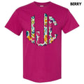 Dark Floral Monogram Gildan Short Sleeve T-Shirt 'NLB' Hoodie, Sweatshirt | PureTeeCo.com