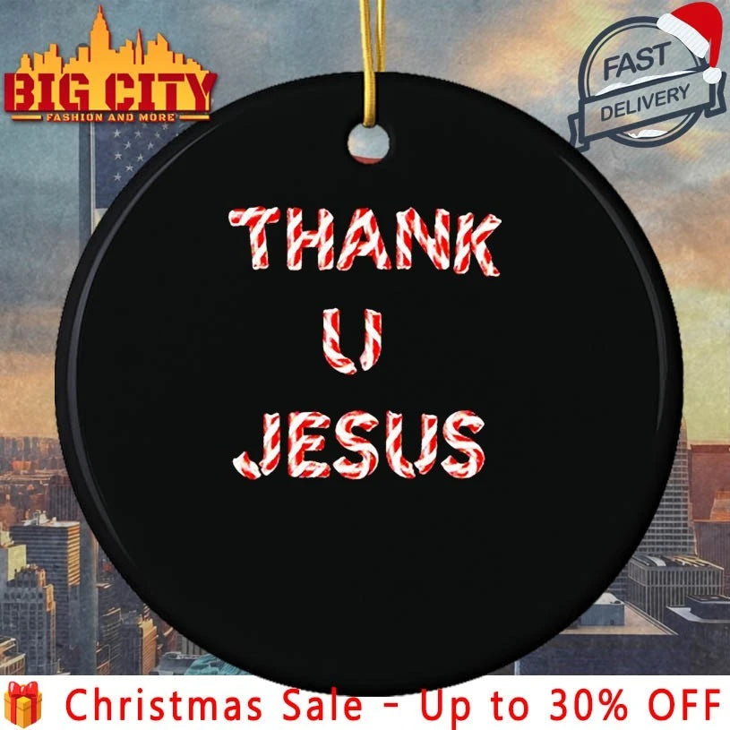 Daydrian Harding wearing Thank U Jesus Holiday shirt