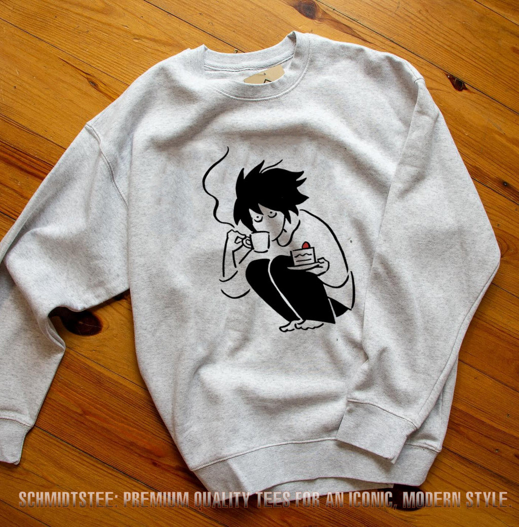 Death Note L drinking coffee eating strawberry cake shirt