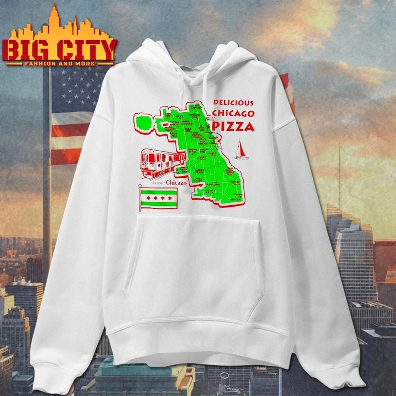 Delicious Chicago Pizza across historic shirt