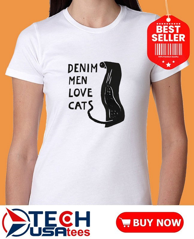 Denim men love cats shirt