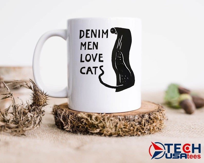 Denim men love cats shirt