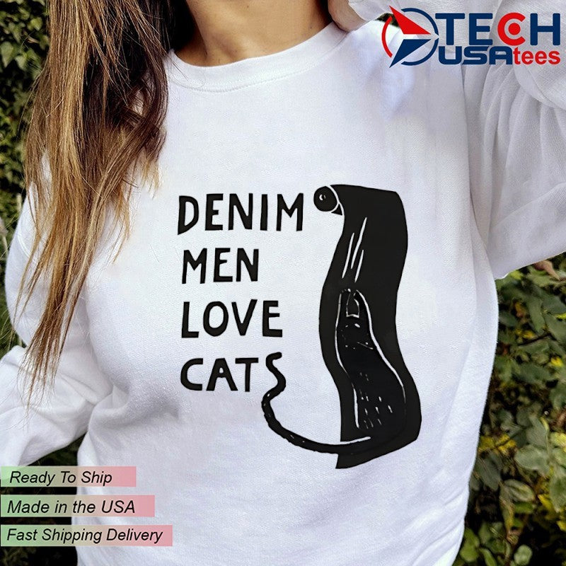 Denim men love cats shirt