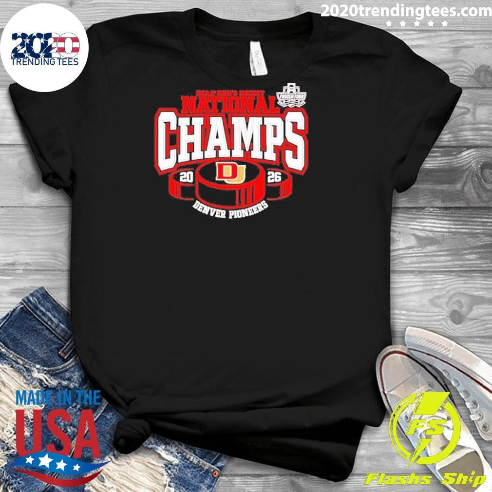 Denver Pioneers 2026 Ncaa Frozen Four Men’s Ice Hockey National Champions Hockey Puck Shirt
