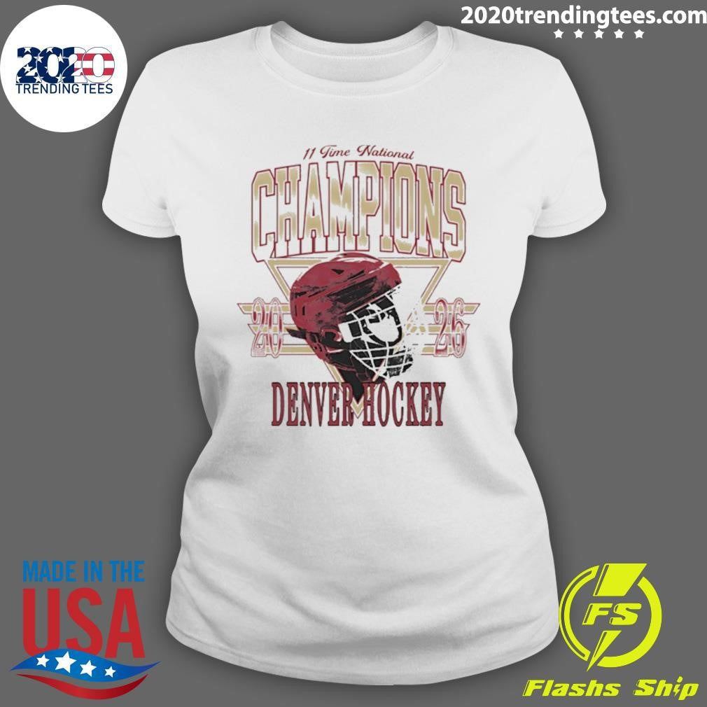 Denver Pioneers Men’s Ice Hockey 11 Time National Champions 2026 Helmets Shirt