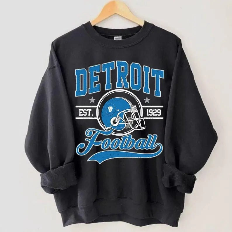 Detroit Football Shirt, Vintage Style Detroit Football shirt, Sunday Football Hoodie, Sweatshirt | PureTeeCo.com