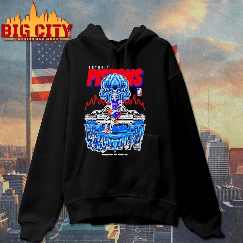 Detroit Pistons Icy Skull Car Graphic Shirt