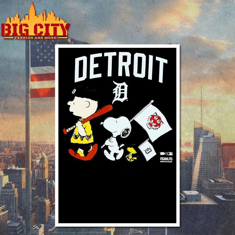 Detroit Tigers Toddler Peanuts Flag shirt