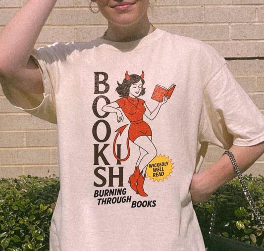 Devil Bookish T-Shirt | Book Lover Shirt Well Read Shirt Dark Romance Books Funny Reader Tee Hot Girls Read Book Club Gifts Smut Shirt
