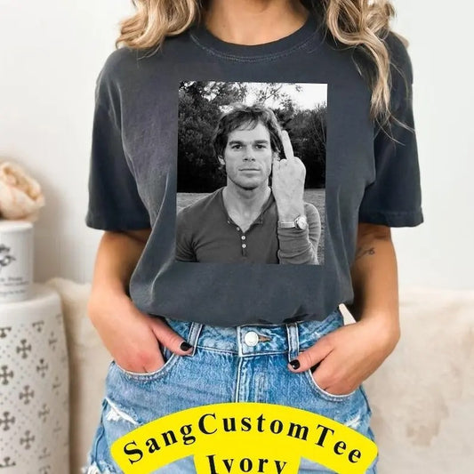 Dexter Morgan "Middle Finger" Vintage T-Shirt, Dexter Sweatshirt, Face Photo Shirt, Funny Dexter meme Shirt Casual Fabric