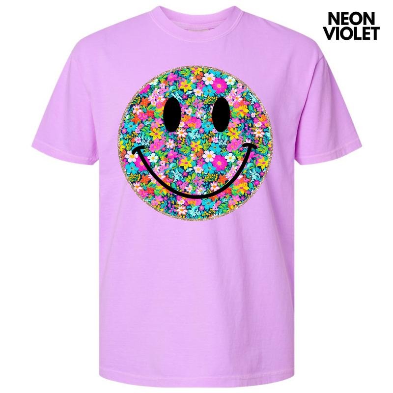 Ditzy Floral Happy Face Comfort Colors T-Shirt 'NLB' Hoodie, Sweatshirt | PureTeeCo.com