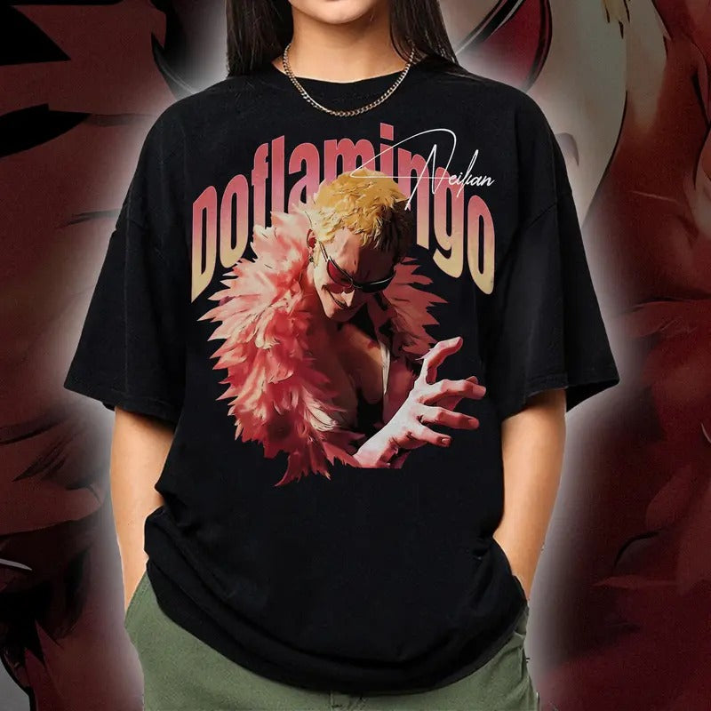 Doflamingo Vintage One Piece Shirt, 90s Anime Clothing Merch