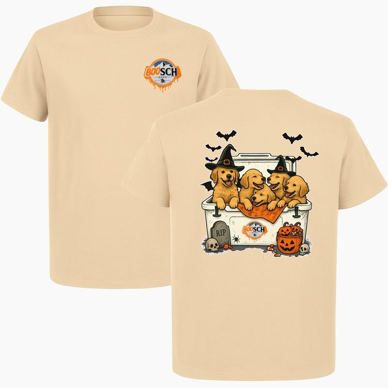 Dogs Beer Tees, Halloween T-Shirt Golden Retriever T-shirt, Halloween Cute Dog Trendy Shirt, Perfect Beer And Dog T-shirt...