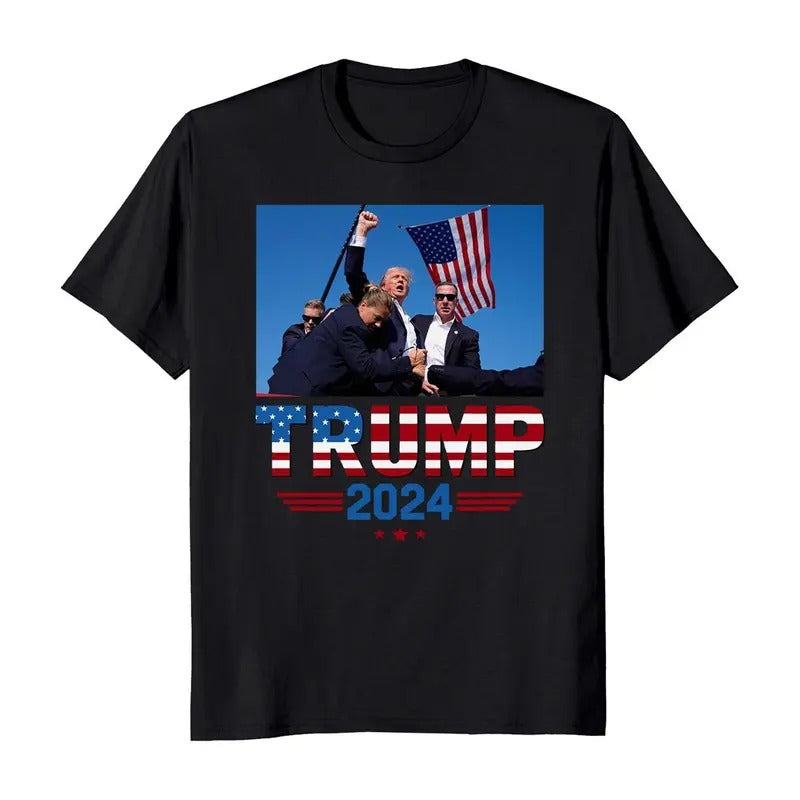 Donald Trump 2024 Shot At Election Rally T-Shirt Cotton Fabric Hoodie, Sweatshirt | PureTeeCo.com