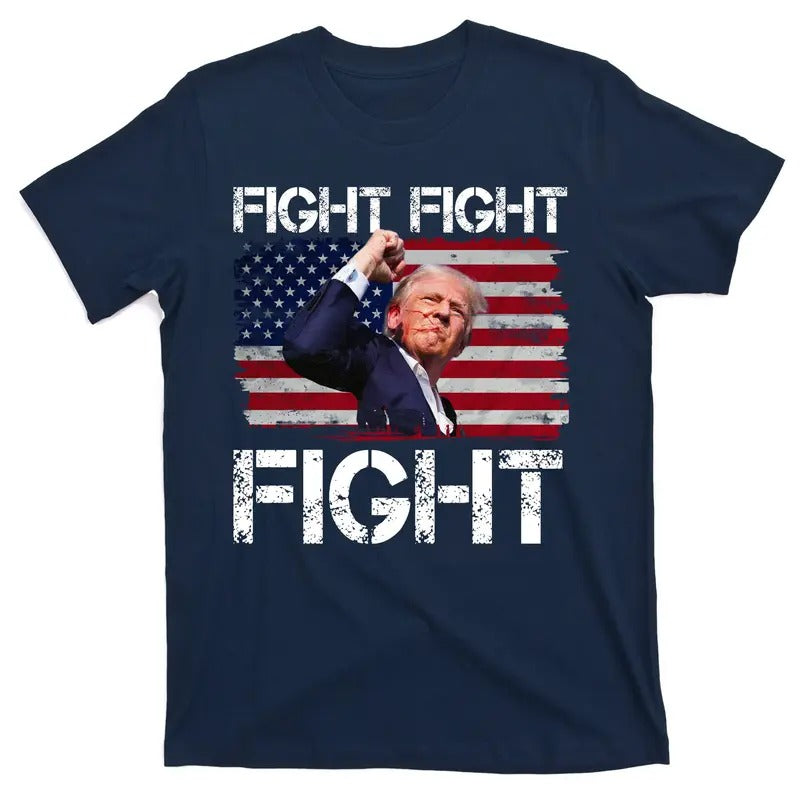 Donald Trump Fight Fight Fight USA Flag You Missed 2024 T-Shirt Hoodie, Sweatshirt | PureTeeCo.com