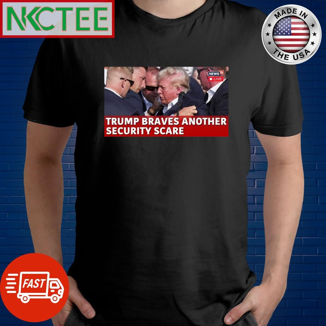 Donald Trump braves another security scare shirt