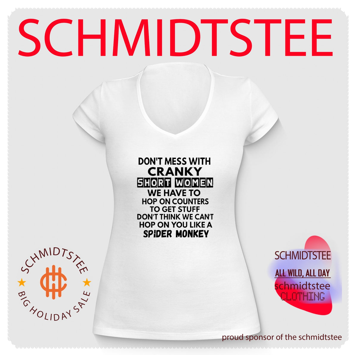 Don’t Mess With Cranky Short Women Spider Monkey Quote shirt