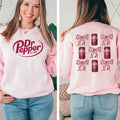 Dr Pepper Coquette Bow Pink Sweatshirt - Retro Soft Drink Graphic Pullover, Funny Gift for Her, Casual Long Sleeve Preppy...