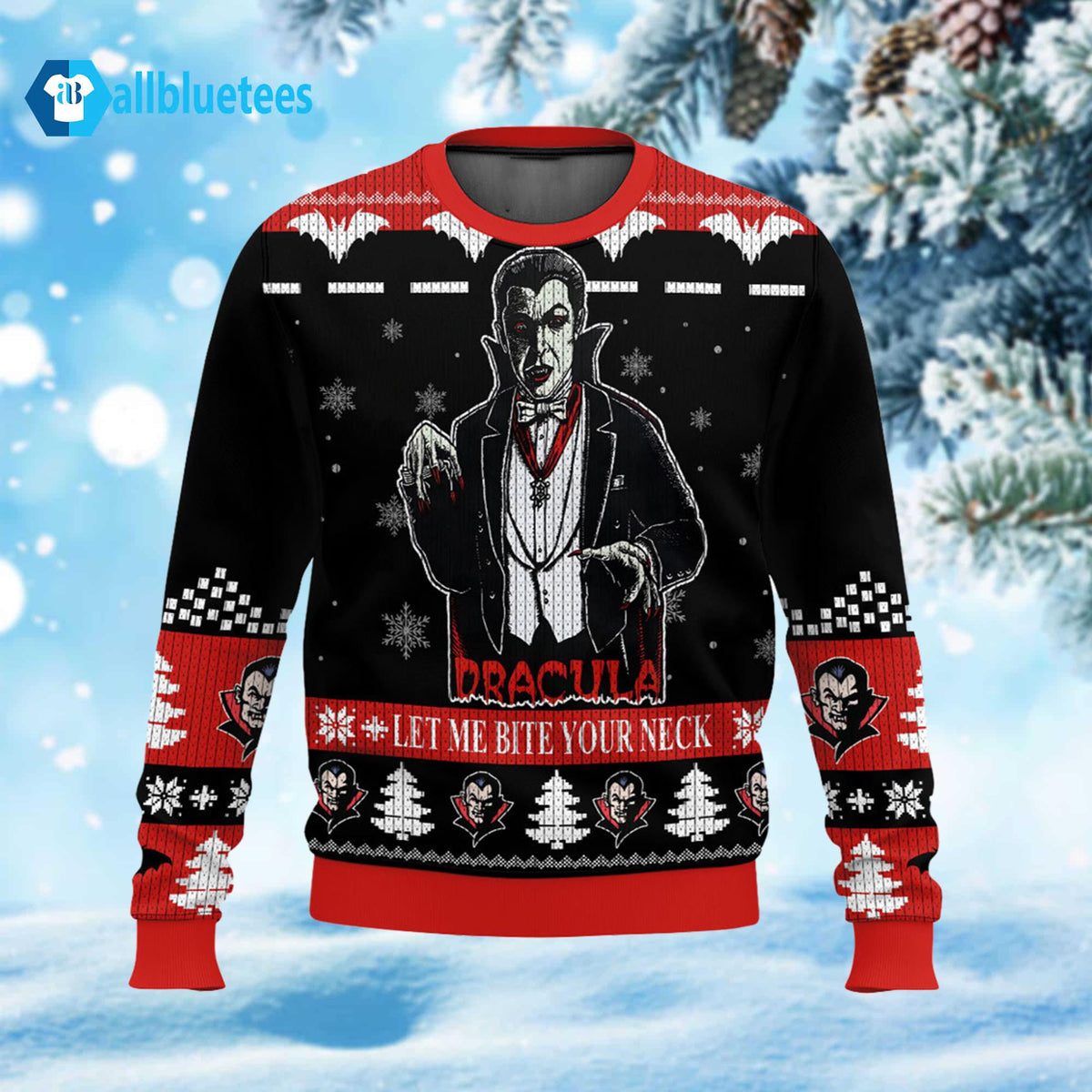 Dracula Let Me Bite Your Neck Ugly Christmas Sweater