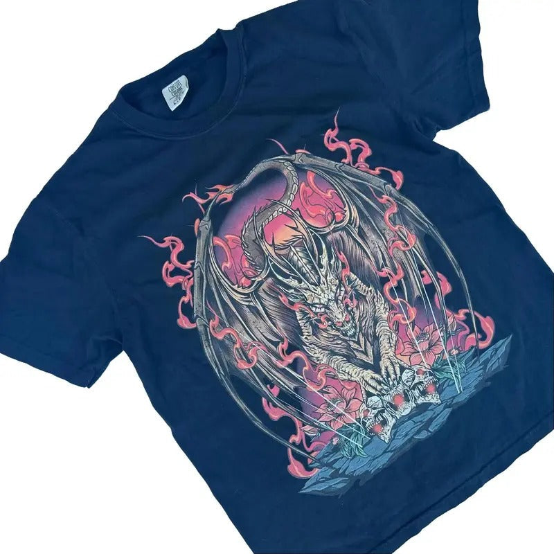 Dragon Comfort Colors Graphic Tee, Halloween Shirt, Funny Scary T-Shirt, 90's Tshirt Alternative Book Lover Hoodie,...