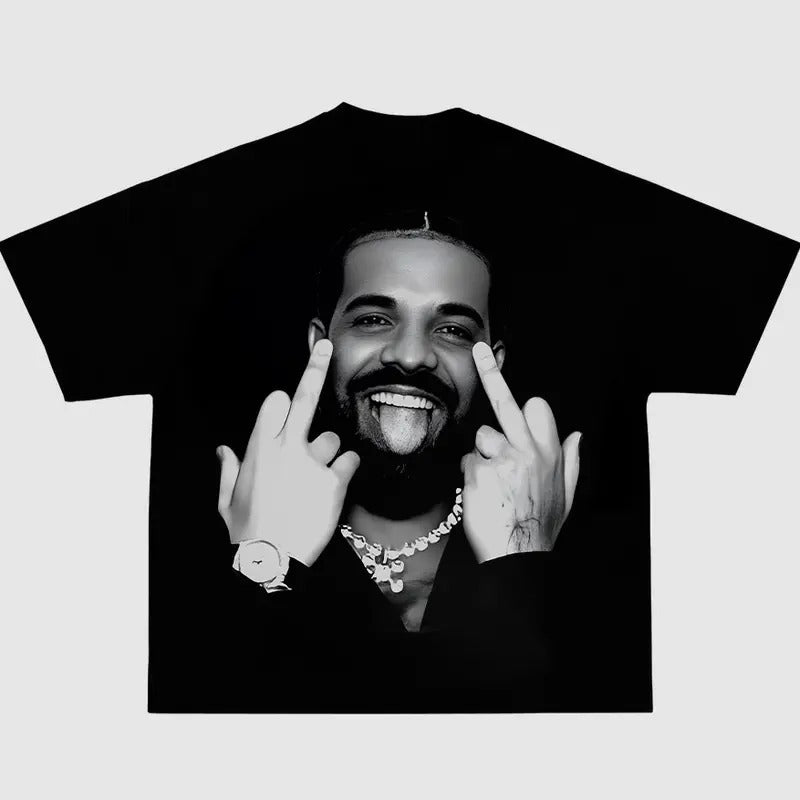 Drakee Black T-shirt Big Face Graphic Tee Hoodie, Sweatshirt | PureTeeCo.com